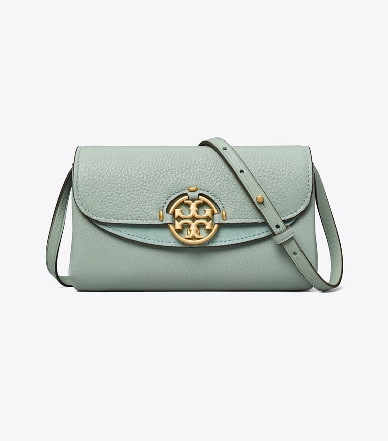 Tory Burch designer mini bags Portafoglio a tracolla Miller in Blue Celadon angle