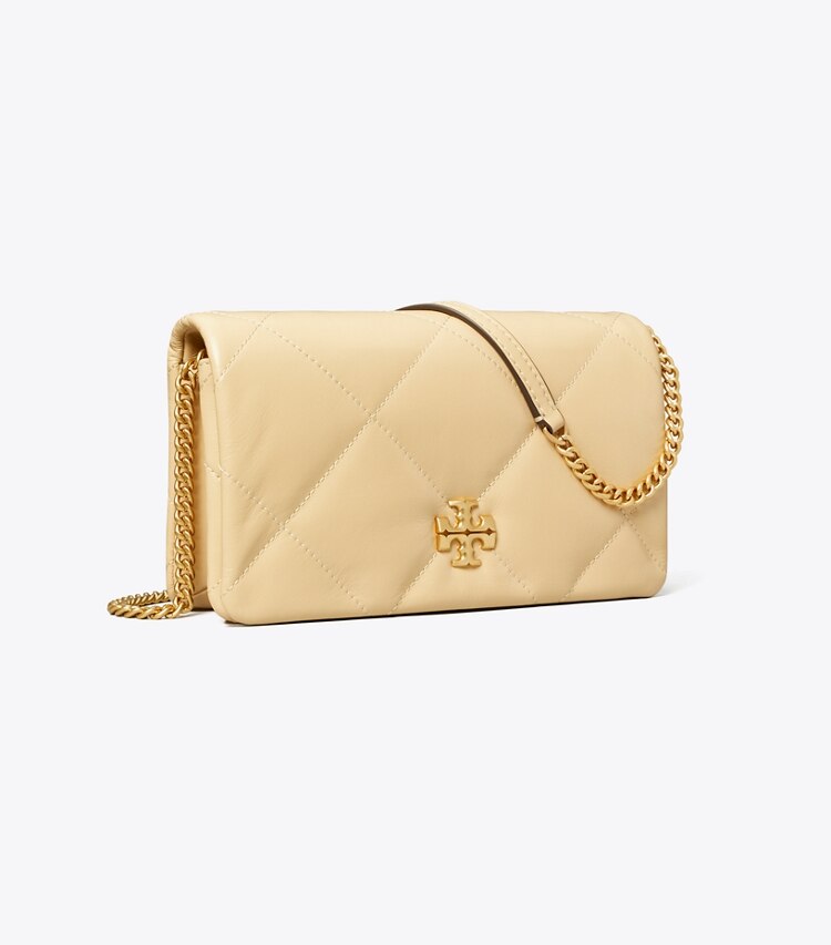 Tory Burch designer mini bags Portafoglio con catena Kira con trapuntatura a diamante in Vanilla Soft Serve angle