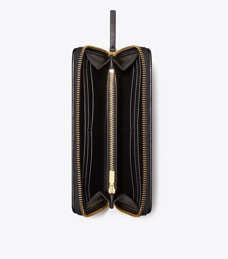 Tory Burch designer portafogli Portafoglio continental con zip Fleming morbido in Black angle