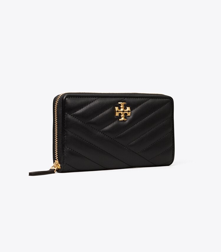 Tory Burch designer portafogli Portafoglio Continental con zip Kira in chevron in Black angle