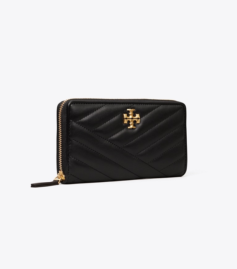 Tory Burch designer portafogli Portafoglio Continental con zip Kira in chevron in Black angle