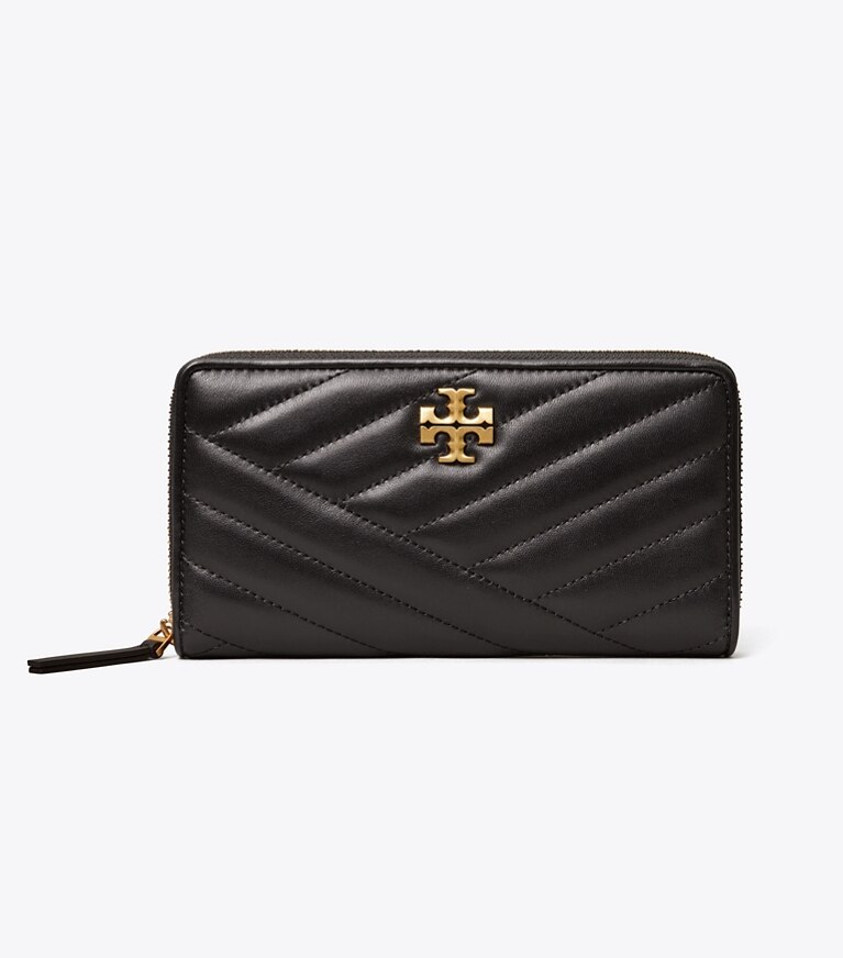 Tory Burch designer portafogli Portafoglio Continental con zip Kira in chevron in Black angle