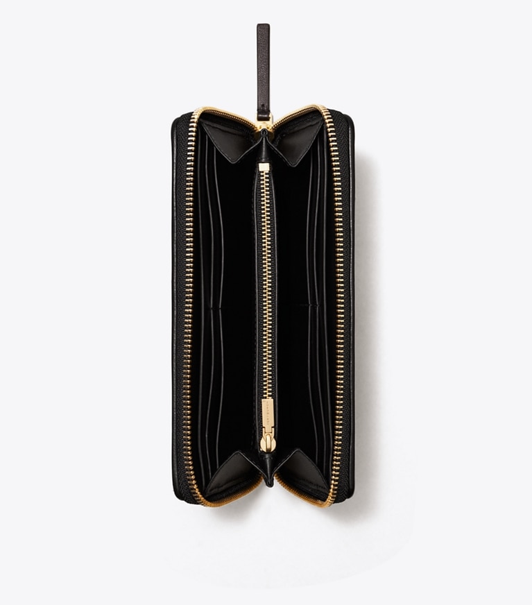 Tory Burch designer portafogli Portafoglio Continental con zip Kira in chevron in Black angle