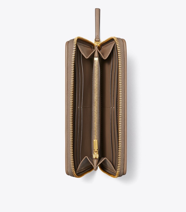 Tory Burch designer portafogli Portafoglio Continental con zip Kira in chevron in Sandpiper superiore