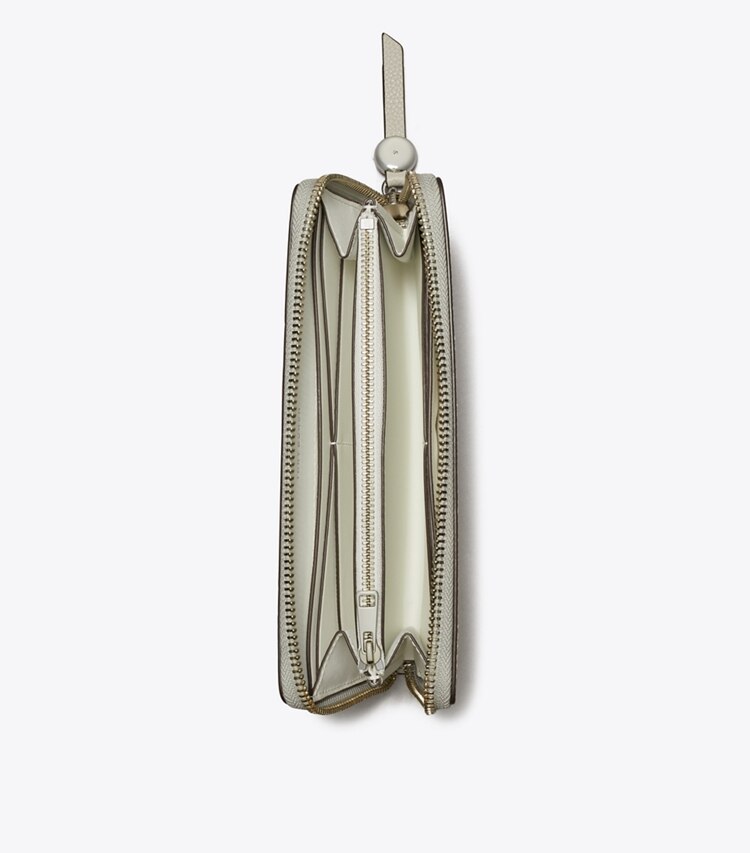 Tory Burch designer portafogli Portafoglio Continental con zip Romy in Dove Gray superiore