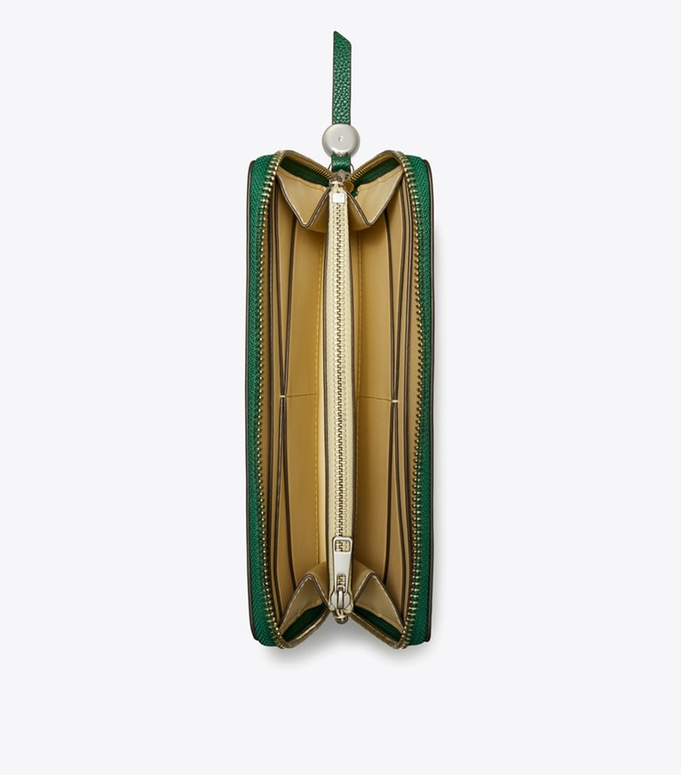 Tory Burch designer portafogli Portafoglio Continental con zip Romy in Dark Kale superiore