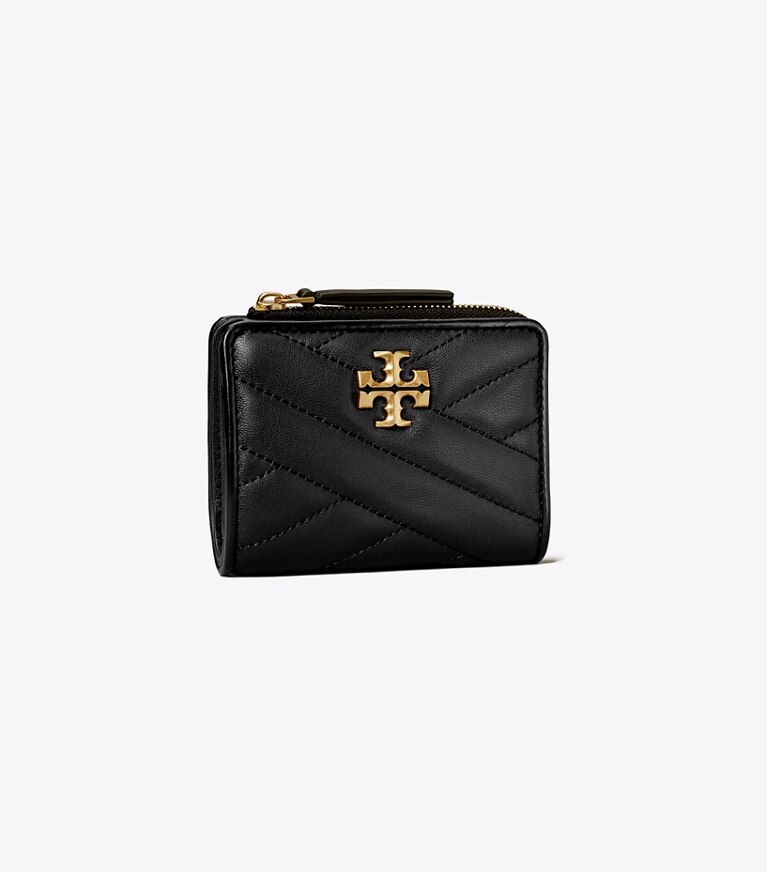 Tory Burch designer portafogli Portafoglio doppio Kira in chevron in Black angle