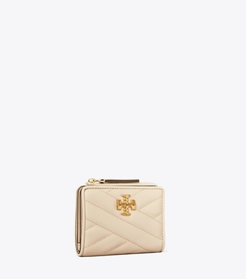 Tory Burch designer portafogli Portafoglio doppio Kira in chevron in New Cream angle