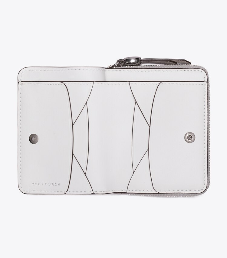 Tory Burch designer portafogli Portafoglio doppio Romy in Ash Cloud superiore