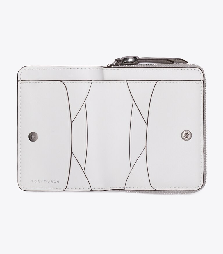 Tory Burch designer portafogli Portafoglio doppio Romy in Ash Cloud superiore