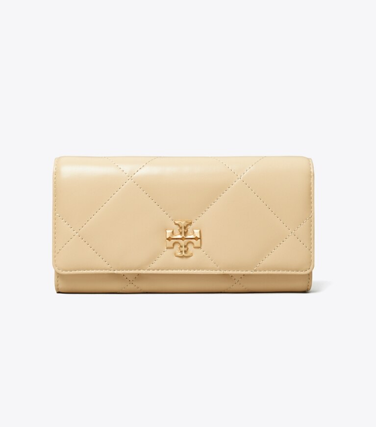 Tory Burch designer portafogli Portafoglio Kira con trapuntatura a diamante e pattina in Vanilla Soft Serve front