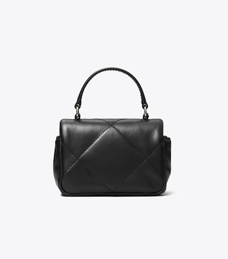 Tory Burch designer mini bags Portafoglio mini con catena Kira Clover con trapuntatura a diamante in Black angle