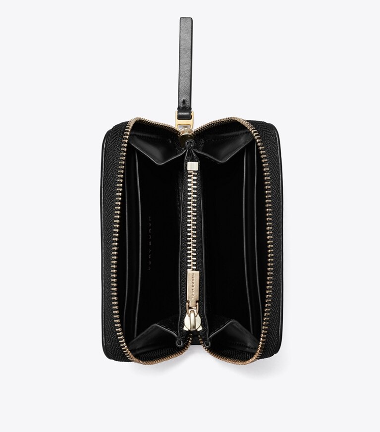 Tory Burch designer portafogli Portafoglio piccolo Kira con trapuntatura a diamante e chiusura completa con zip in Black angle