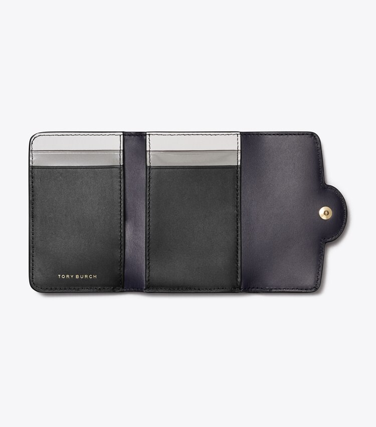 Tory Burch designer portafogli Portafoglio Robinson piccolo in pelle martellata in Black superiore