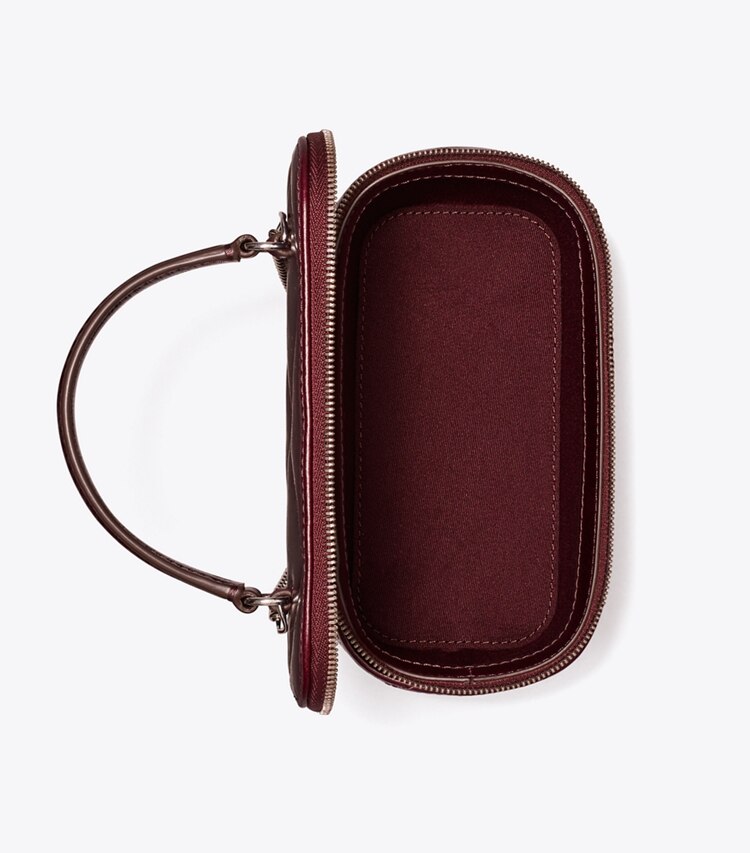Tory Burch designer mini bags Portagioie Kira con trapuntatura a diamante effetto consumato in Dark Carmine superiore