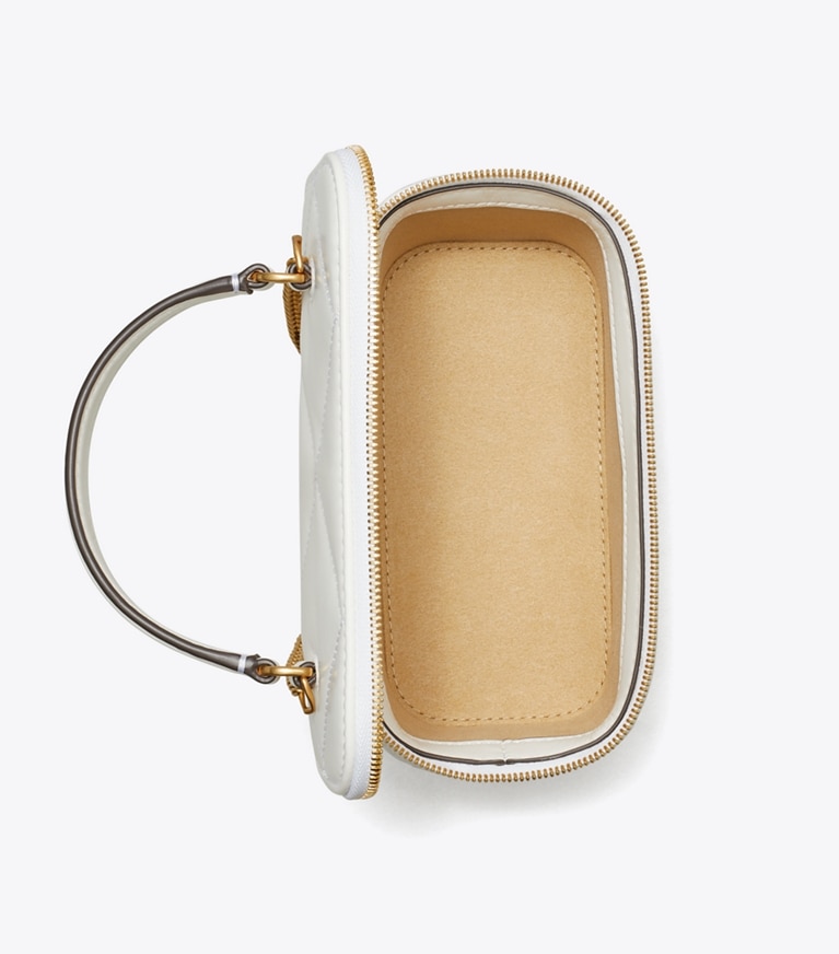 Tory Burch designer mini bags Portagioie Kira con trapuntatura a diamante in Blanc angle