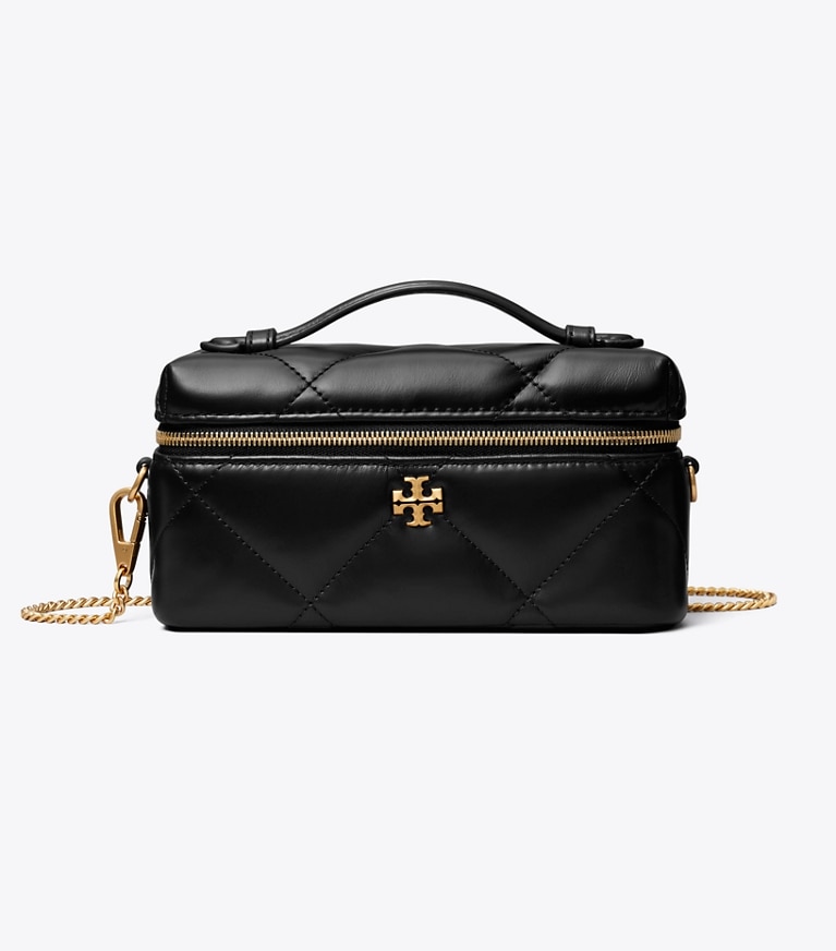 Tory Burch designer mini bags Portagioie Kira East-West con trapuntatura a diamante e ciondolo in Black angle