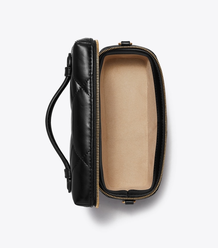 Tory Burch designer mini bags Portagioie Kira East-West con trapuntatura a diamante e ciondolo in Black angle