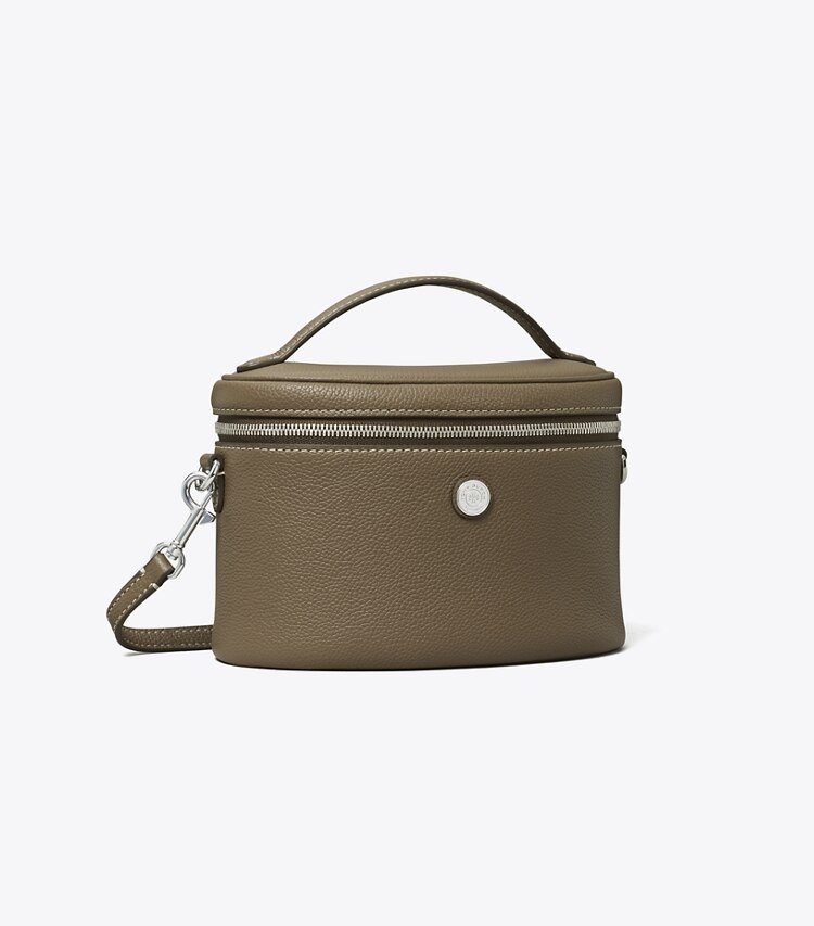 Tory Burch designer mini bags Portagioie morbido con superficie martellata in Wild Mushroom angle
