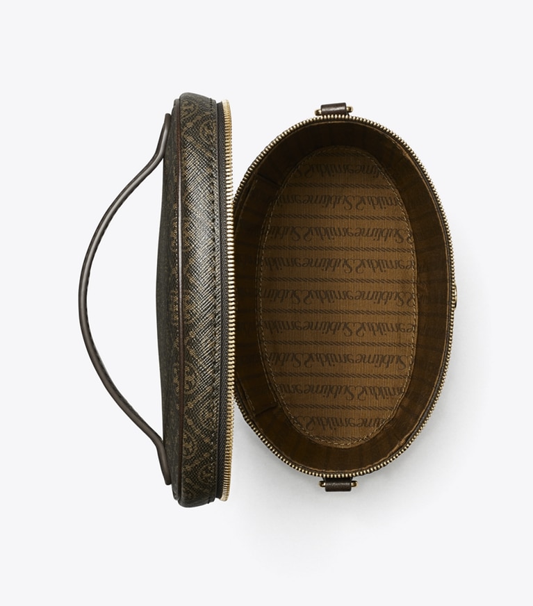 Tory Burch designer mini bags Portagioie morbido in tela rivestita T Monogram in French Press angle