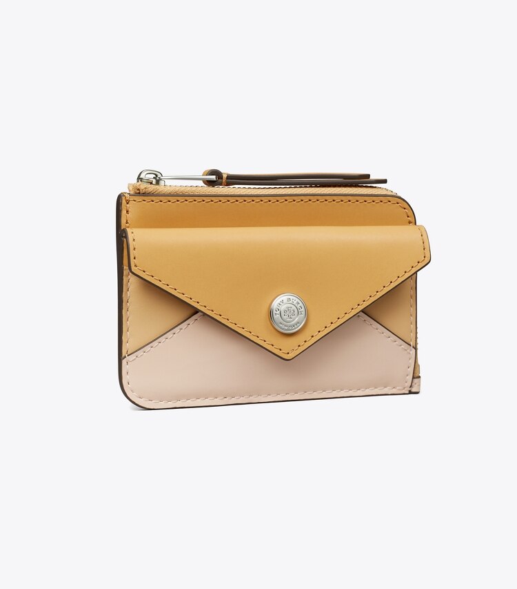 Tory Burch designer portacarte Portatessere in pelle con zip in Soft Pink Multi angle