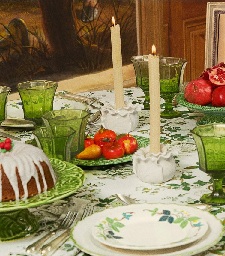 Tory Burch diseñador artículos de mesa & cristalería Portavelas de vajilla con borde ondulado, set de 2 en White editorial