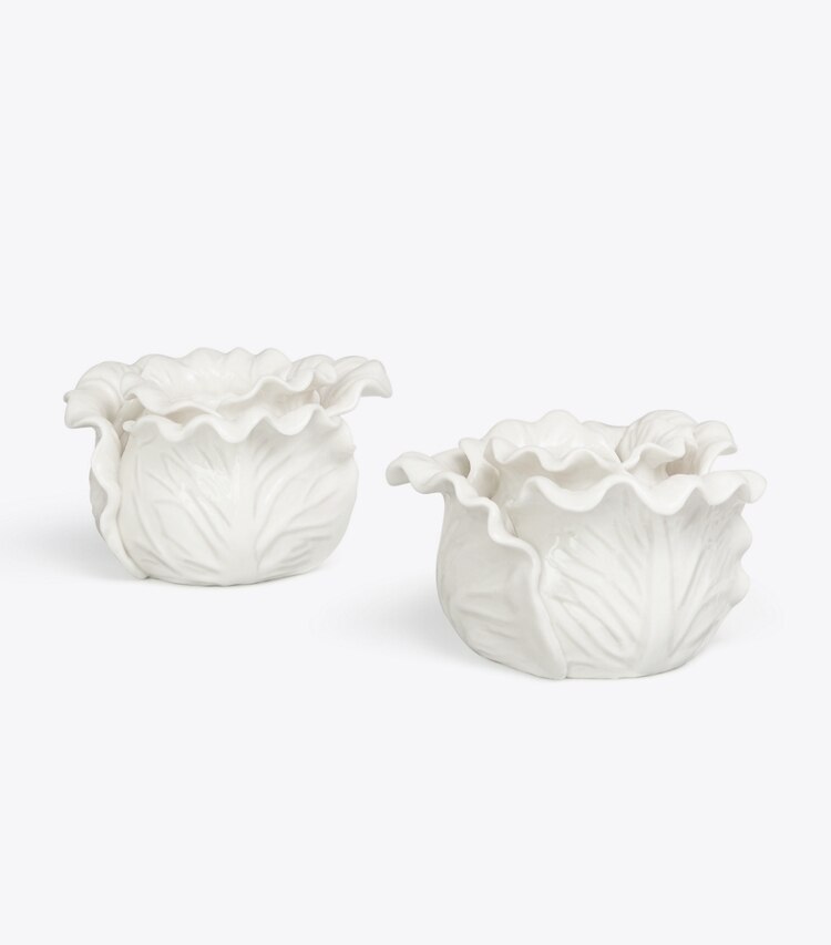 Tory Burch diseñador artículos de mesa & cristalería Portavelas de vajilla con borde ondulado, set de 2 en White grupo