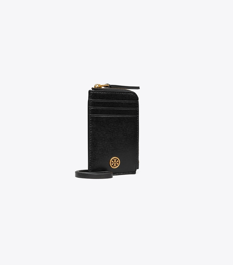 Tory Burch designer portefeuilles Porte-badge Robinson dans Black angle