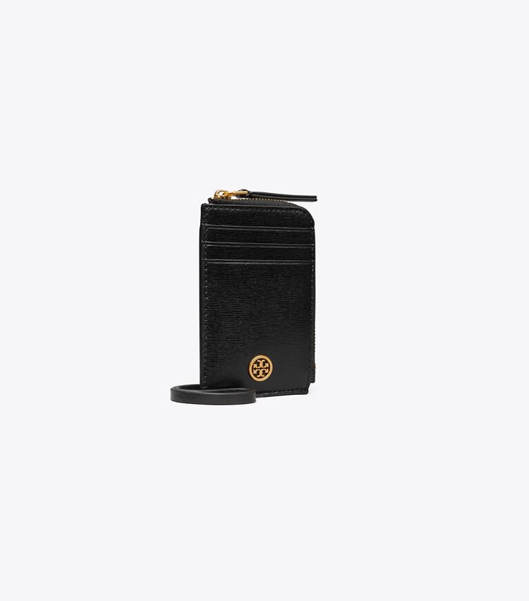 Tory Burch designer portefeuilles Porte-badge Robinson dans Black angle