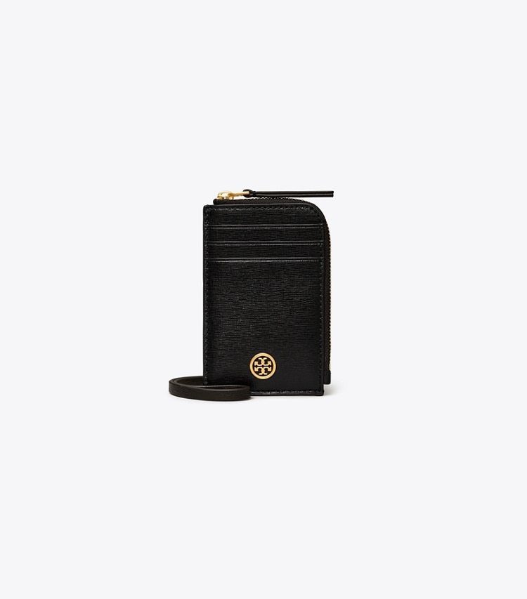 Tory Burch designer portefeuilles Porte-badge Robinson dans Black de face
