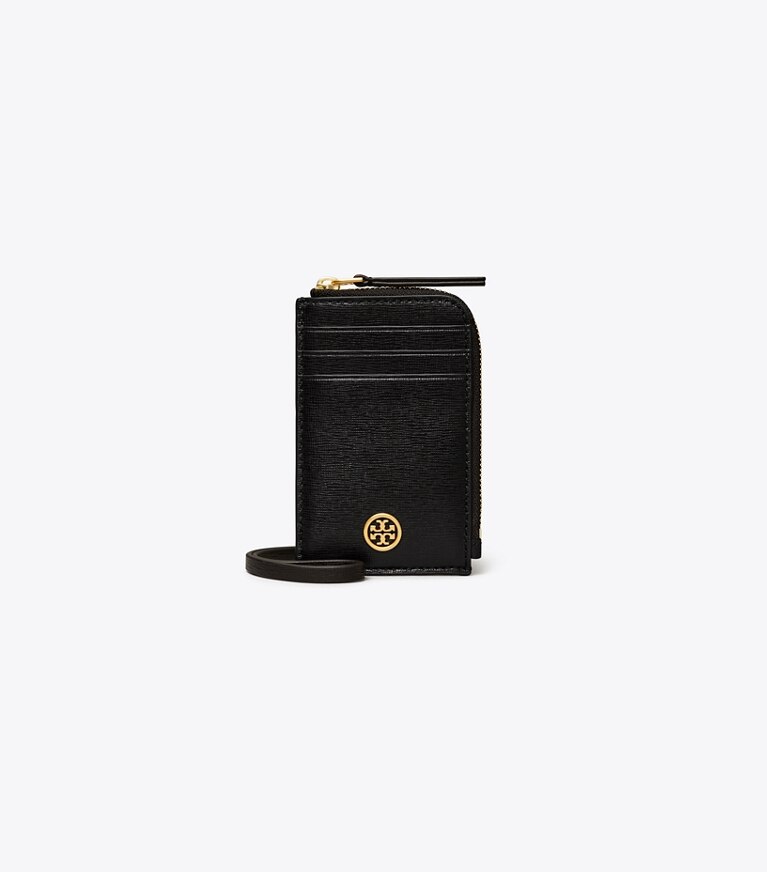 Tory Burch designer portefeuilles Porte-badge Robinson dans Black de face