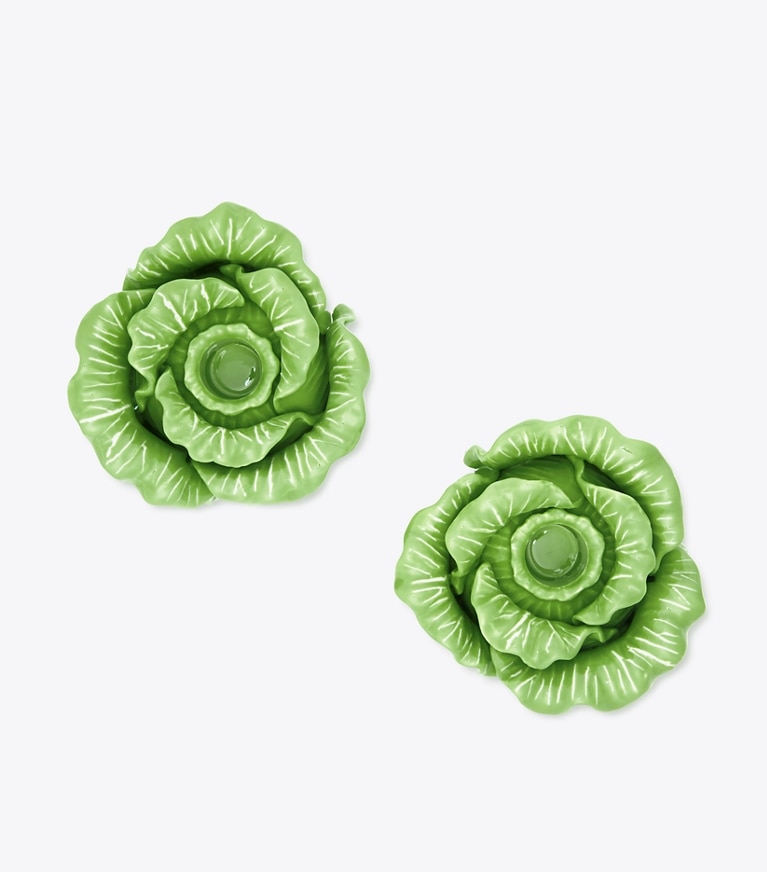Tory Burch designer vaisselle Porte-bougie collection Lettuce, lot de 2 dans Green vue du dessus