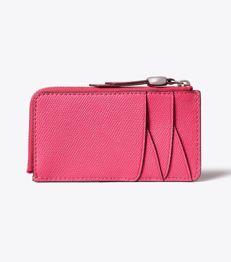 Tory Burch designer portes-cartes Porte-cartes à glissière Romy dans Bright Pink retour