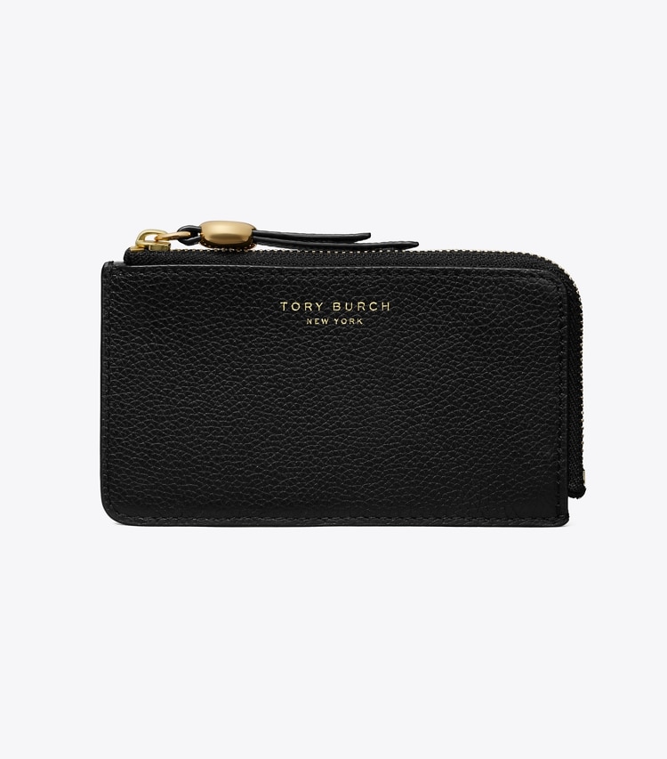 Tory Burch designer portes-cartes Porte-cartes à glissière Romy dans Black de face