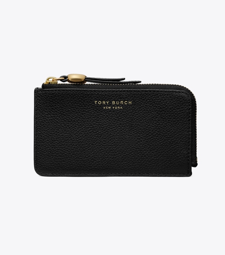 Tory Burch designer portes-cartes Porte-cartes à glissière Romy dans Black de face