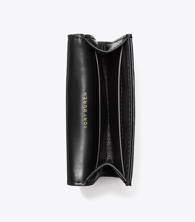 Tory Burch designer portes-cartes Porte-cartes à rabat matelassé diamant Kira dans Black vue du dessus