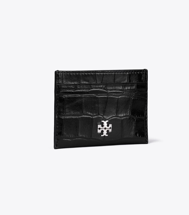 Tory Burch designer portes-cartes Porte-cartes Charlie embossé façon croco dans Black angle