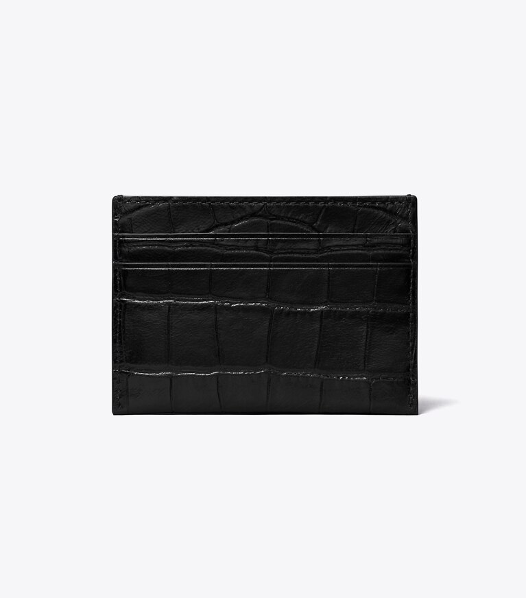 Tory Burch designer portes-cartes Porte-cartes Charlie embossé façon croco dans Black retour