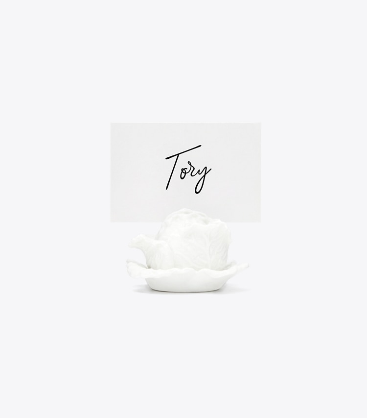Tory Burch designer vaisselle Porte-cartes collection Lettuce, lot de 4 dans White de face