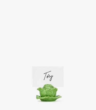 Tory Burch designer vaisselle Porte-cartes collection Lettuce, lot de 4 dans Green de face