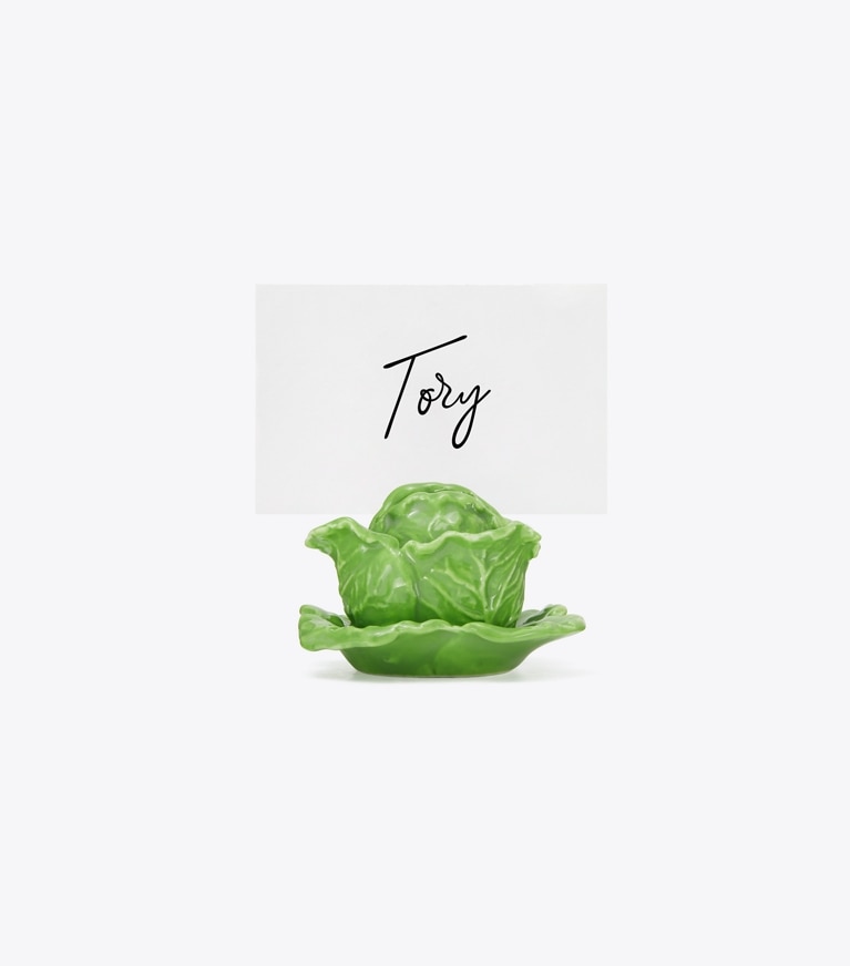 Tory Burch designer vaisselle Porte-cartes collection Lettuce, lot de 4 dans Green de face