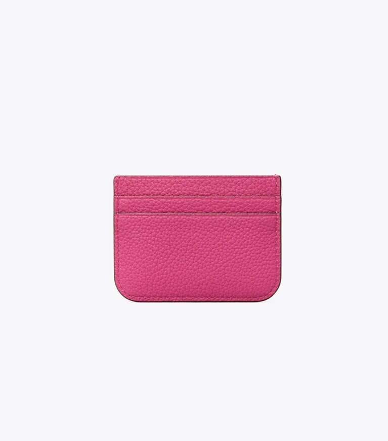 Tory Burch designer portes-cartes Porte-cartes Eleanor en cuir grainé in Plumberry angle