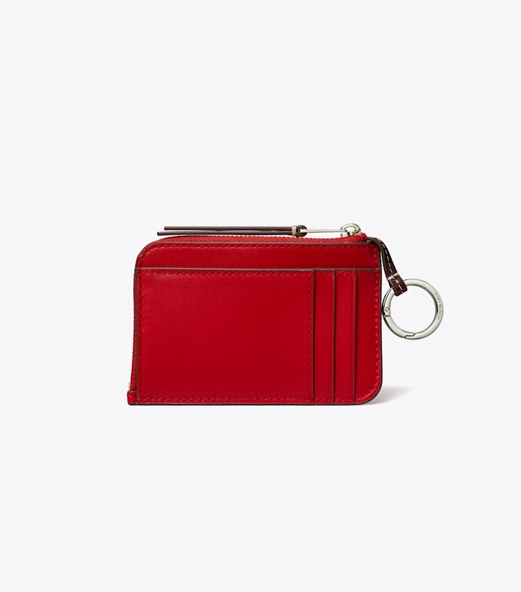 Tory Burch designer portes-cartes Porte-cartes enveloppe zippé en cuir dans Red Sky retour