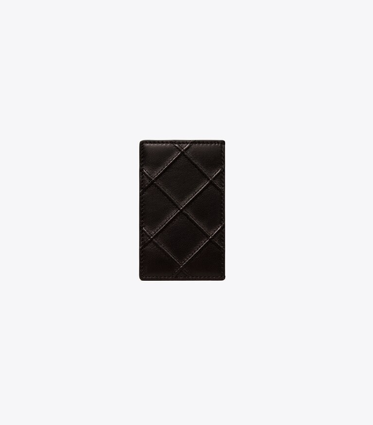 Tory Burch designer portes-cartes Porte-cartes Fleming en cuir souple in Black angle