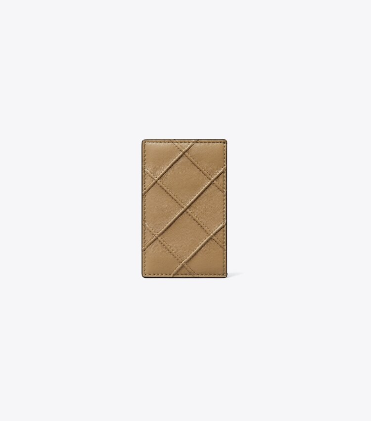 Tory Burch designer portes-cartes Porte-cartes Fleming en cuir souple in PEBBLESTONE retour