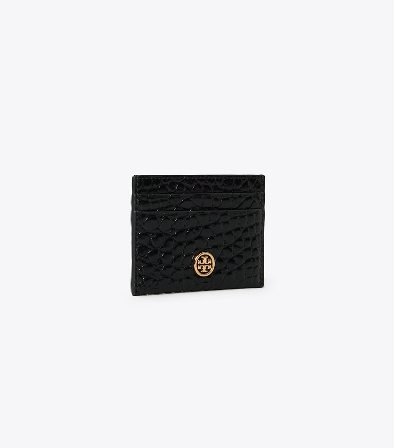 Tory Burch designer portes-cartes Porte-cartes gaufré Robinson dans Black angle