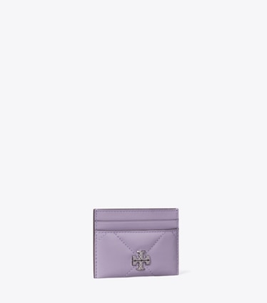 Tory Burch designer portes-cartes Porte-cartes Kira à matelassage losange in Lavender angle