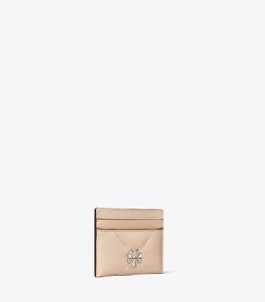 Tory Burch designer portes-cartes Porte-cartes Kira à matelassage losange in Soft Pink angle