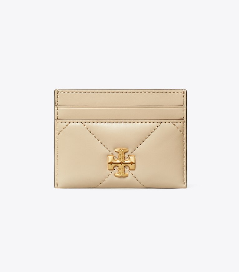 Tory Burch designer portes-cartes Porte-cartes Kira à matelassage losange in Light Stone angle