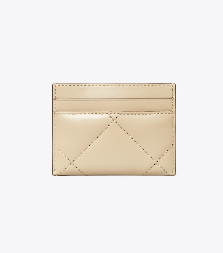 Tory Burch designer portes-cartes Porte-cartes Kira Diamond Quilt dans Light Stone retour